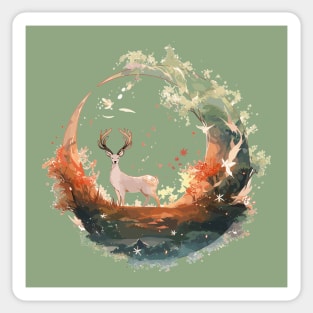 Summer Ending deer moon scenery Sticker